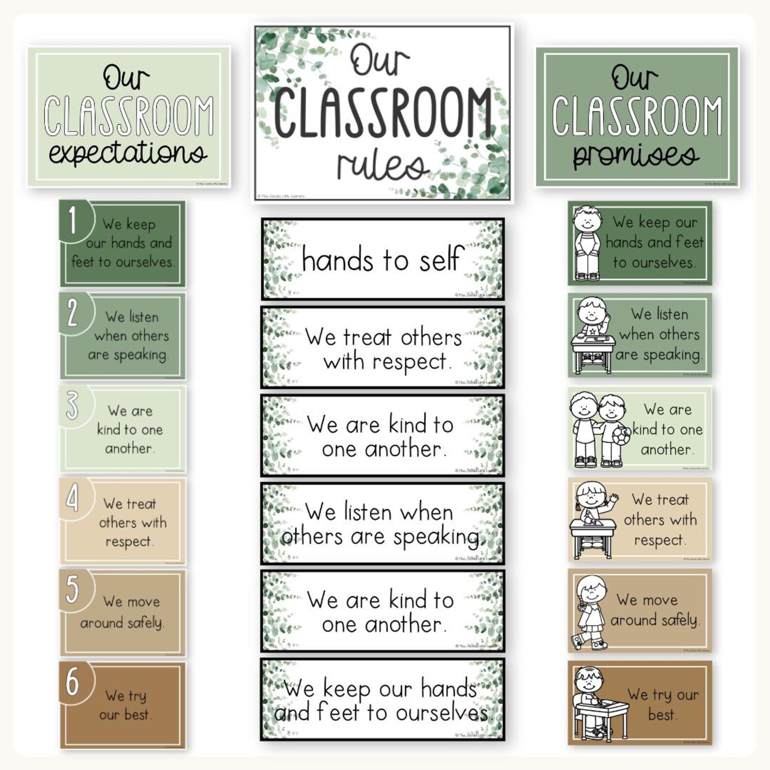 Classroom Rules & Expectations Posters With Visuals, Modern Botanical ...