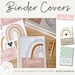 BOHO RAINBOW Binder Covers and Spines | Editable | Neutral Rainbow Classroom Decor 
