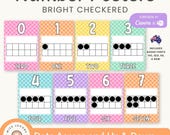 Cutesy Number Posters for Classroom, Printable 0 to 20 - 100 Number Posters for Kids, Bright Checkered Number Posters for Math Wall Decor