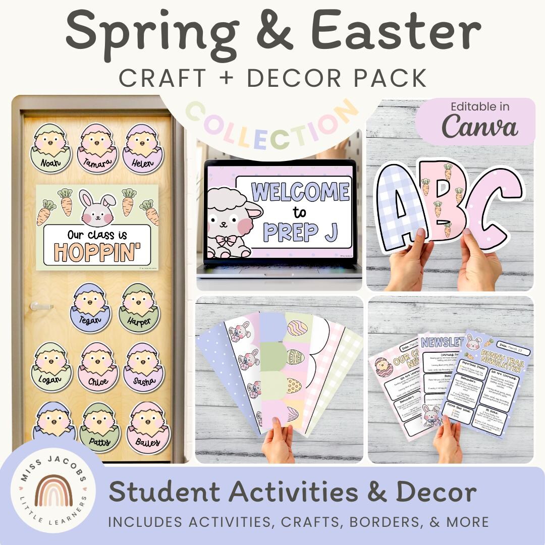Spring and Easter Classroom Decor Bundle: Bulletin Board Kits, Crafts ...
