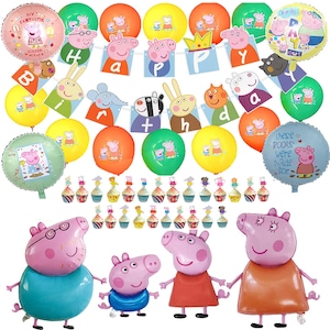 Peppa Pig Birthday Balloons, Peppa Pig Birthday Decorations, Peppa Pig Party  Supplies, Peppa Pig Cupcake toppers, Banner, Ballons