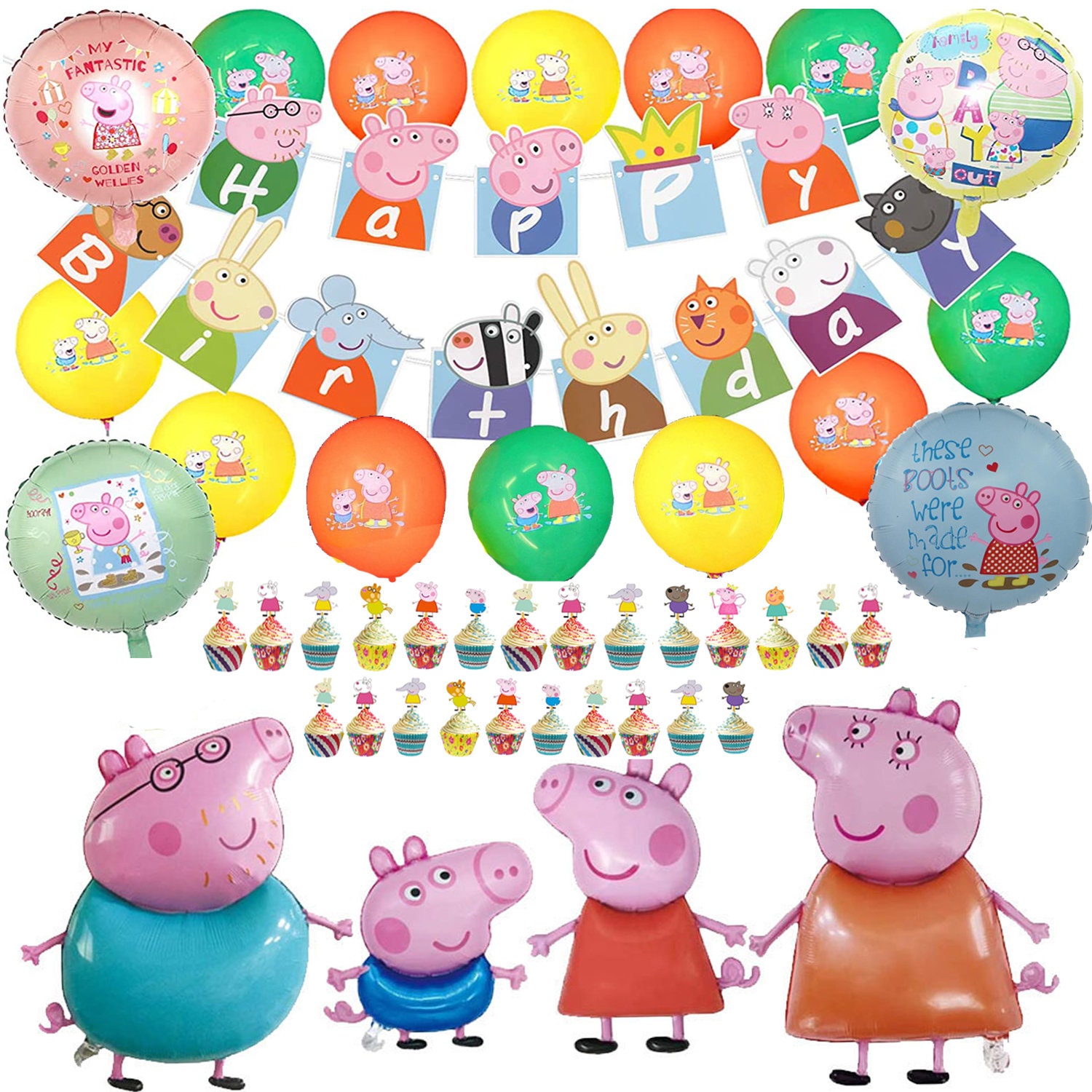 Peppa Pig Foil Balloons George Figure Cartoon Toys Globos Baby Kids Boys  Girls Baby Shower Dress