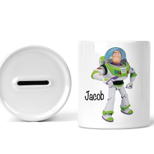 Toy Story ceramic money box, Personalised kids gift, Ceramic Money Jar, Birthday Gift, Toy Story Stocking Filler, Woody, Buzz Lightyear