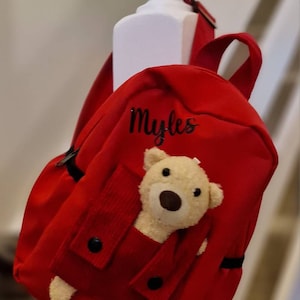 Sac à dos personnalisé avec ours en peluche pour enfants, sac en peluche, sac à dos, cartable, retour à l'école, sac à dos personnalisé, cadeau parfait pour les tout-petits