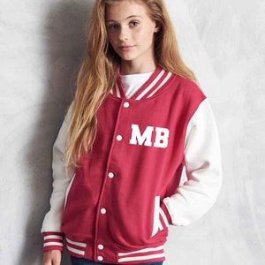 Personalised Varsity Jacket, American College Style Jacket, Coloured Club Jacket With Initials And Name, women&#39;s varsity jacket