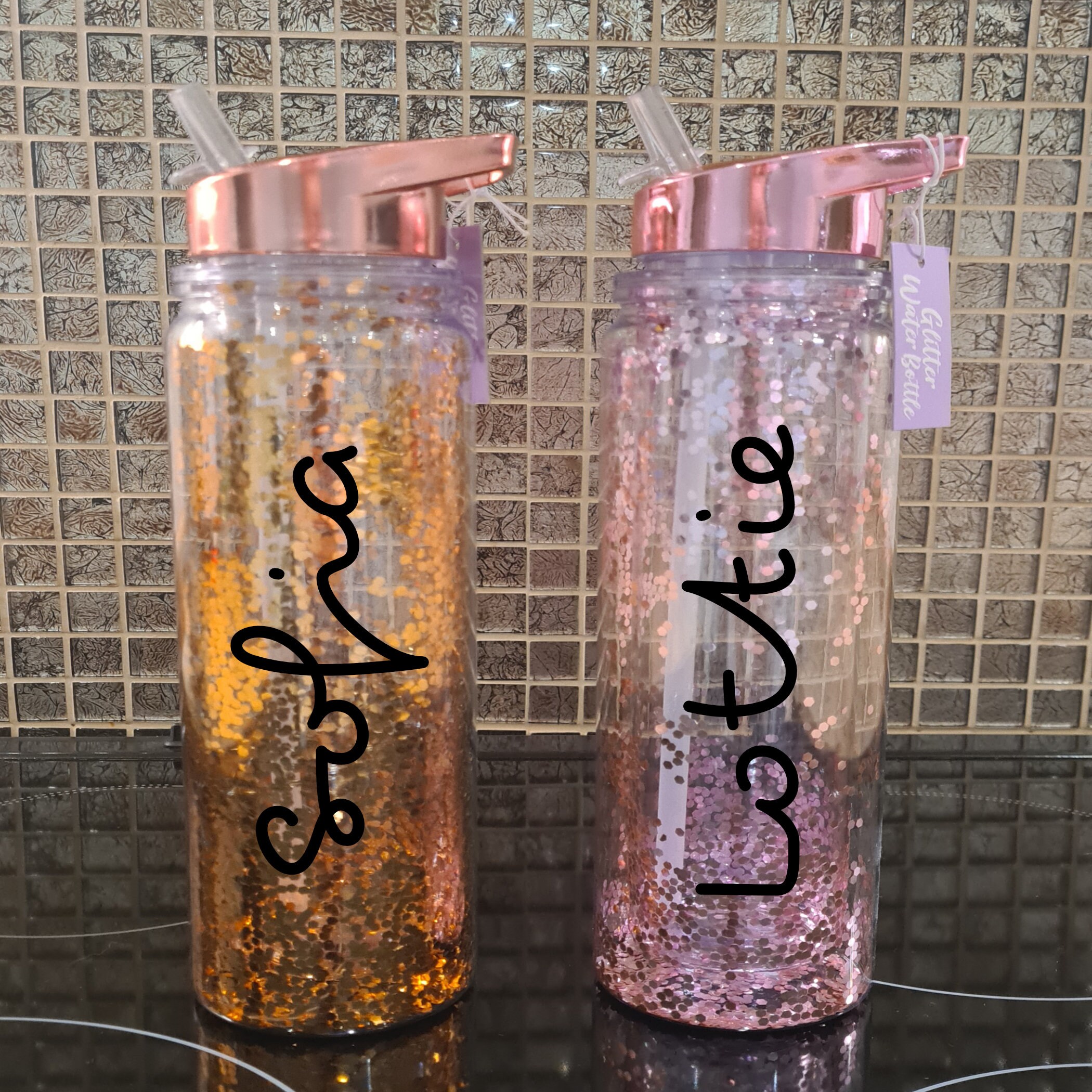Personalised Drinks Bottle Glitter Bottle Etsy