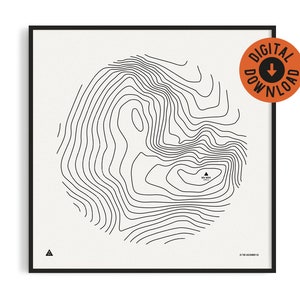 Ben Nevis, Topographic Art Print, Graphic Poster, Woodcut Style, DIGITAL DOWNLOAD