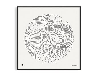 Scafell Pike, impression d'art topographique, affiche graphique, style de gravure sur bois