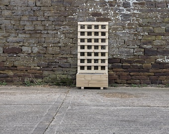 Jardinière carrée en bois durable pour terrasse basse avec treillis de 100 cm/jardin de jardin en bois sur pieds