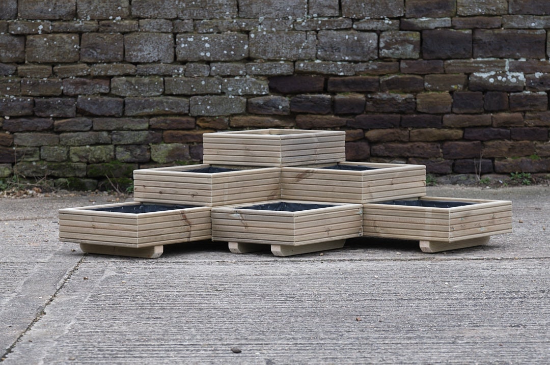 3 Tiered L Shaped Corner Decking Planter Full / Garden Planter / Wooden