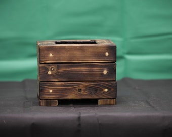 Pot à bonsaï carré en bois brûlé à la main, Ø intérieur 10,5 cm / Ø extérieur 19 cm