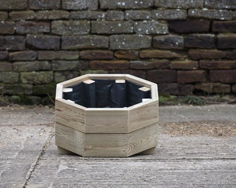 Bas planteur de terrasse en bois durable octogonal lisse/jardinier extérieur jardin sur pieds