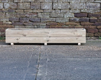 Jardinière en bois rectangulaire à faible budget (lisse) pour terrasse/jardin de jardin en bois durable sur pieds