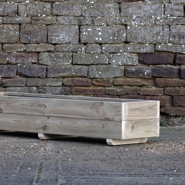 Economy Range Rectangle ( Smooth ) Decking Planter  Wooden Garden Planter on Feet