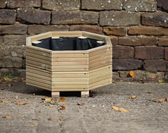 Haut planteur durable de platelage en bois octogonal/jardinier extérieur jardin sur pieds