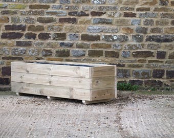 Jardinière en bois sur pieds rectangulaire (lisse) pour terrasse