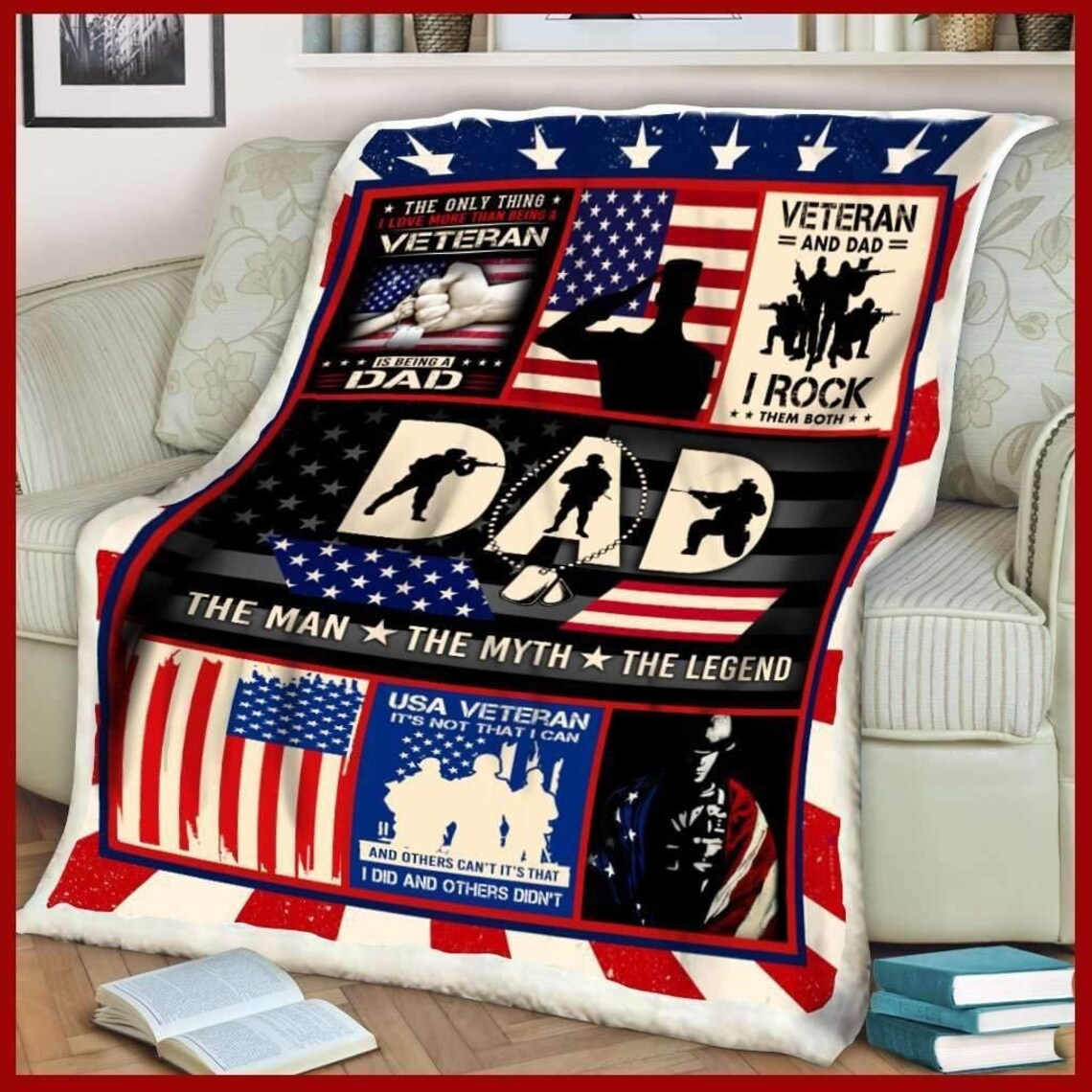 To My Dad Blanket Veteran Blanket Veteran And Dad I Rock Etsy