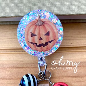 Jack O'Lantern Badge Reel, Fall Theme, Halloween Gift, Badge Holder, Gift for Teachers, Gift for Nurse, Halloween ID Holder, Retractable ID