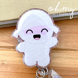 Mummy Badge Reel, Fall Badge Reel, Halloween Badge, Gift for Teacher, Gift for Nurse, Doctor Badge Reel, Retractable ID, Badge Holder