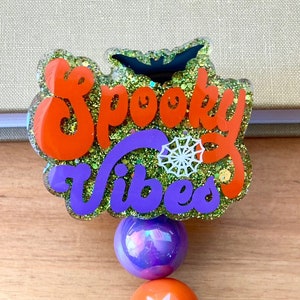 Spooky Vibes Badge Reel, Fall Badge Reel, Halloween Badge, Gift for Teacher, Gift for Nurse, Doctor Badge Reel, Retractable ID, Badge Holder