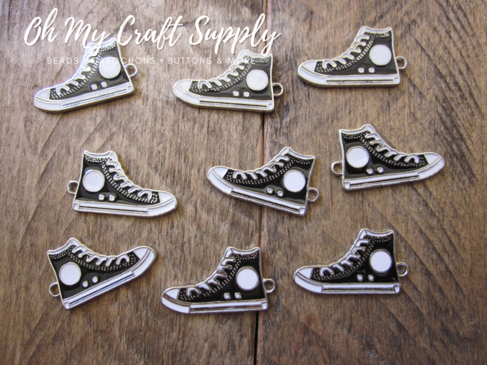 High Top Shoe Charm Set of 5 Enameled Sneaker Charm Etsy