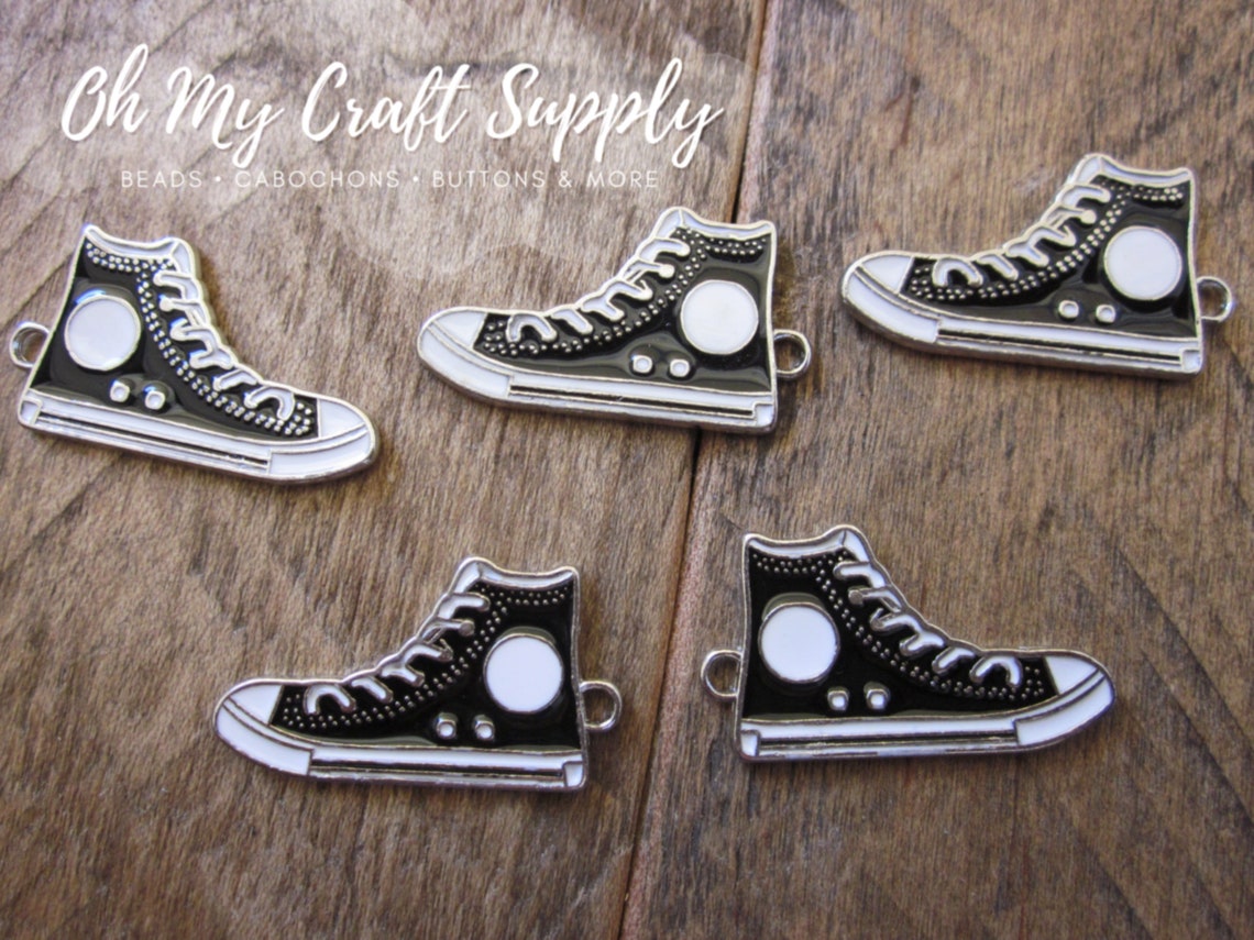 High Top Shoe Charm Set of 5 Enameled Sneaker Charm Etsy
