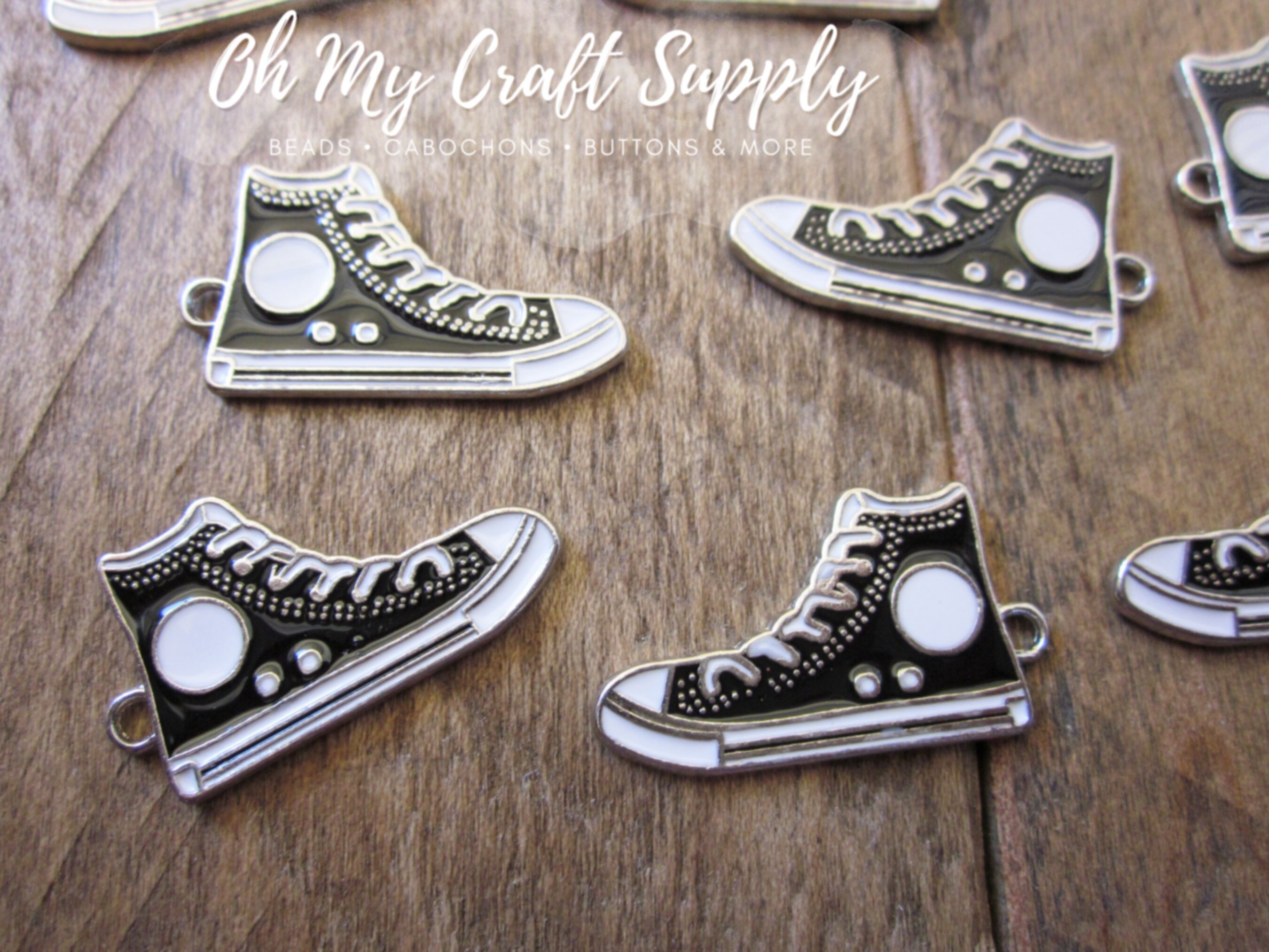 High Top Shoe Charm Set of 5 Enameled Sneaker Charm Etsy