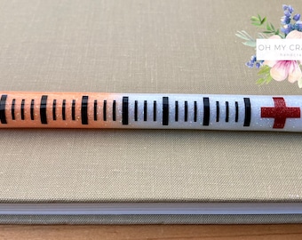 Glitter Syringe Pen, Orange Medical Pen, Doctor, Nurse Gift