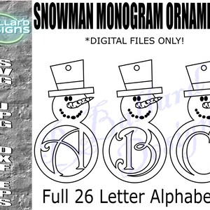 Snowman Monogram Ornament SVG PNG JPG Eps