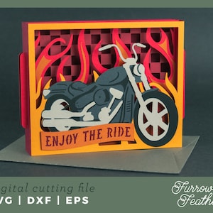 Motorrijder kaart | 3D Vaderdagkaart SVG | 3D Papercut SVG Card Cut-bestand | Cricut silhouet DIY