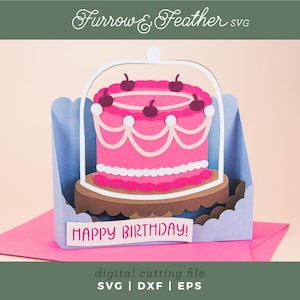 Vintage Cake Stand Card | Birthday Card SVG | 3D Papercut SVG Card Cut File | Cricut Silhouette DIY