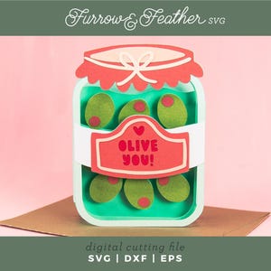 Vous olive ! - Jeu de mots | Carte pop-up 3D pour la fête des pères | 3D Papercut SVG carte coupe fichier | Cricut Silhouette DIY