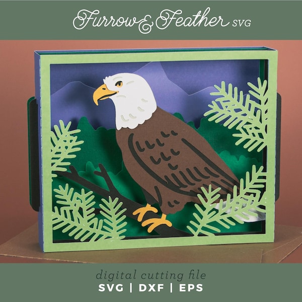 3D Bald Eagle Pop Up Card SVG: 4th of July Papercut Design (Digital Download