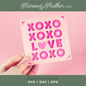 Eenvoudige XOXO-insteekkaart | Valentijnsdag kaart SVG | Eenvoudig kaartsnijbestand | Cricut silhouet DIY