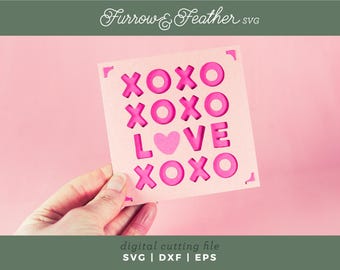 Tarjeta de San Valentín XOXO SVG: Archivo de corte para insertar (descarga digital)
