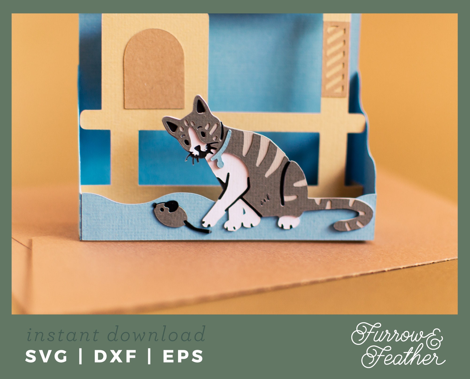 Cat Tree Pop up Box Card Template 3D Papercut SVG Card Cut Etsy UK