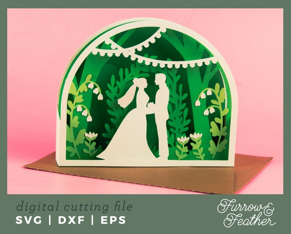 3D Wedding Card SVG: Elegant Papercut DIY (Digital Download)