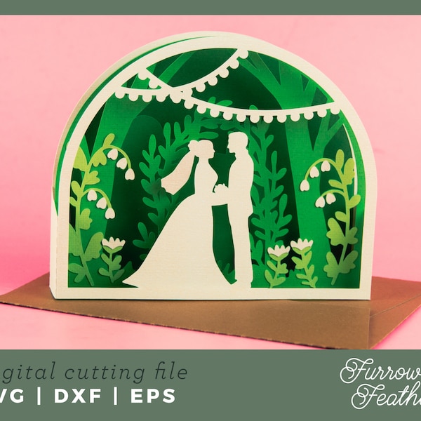 Elegant Wedding Card | Pop Up Card SVG | 3D Papercut SVG Card Cut File | Cricut Silhouette DIY