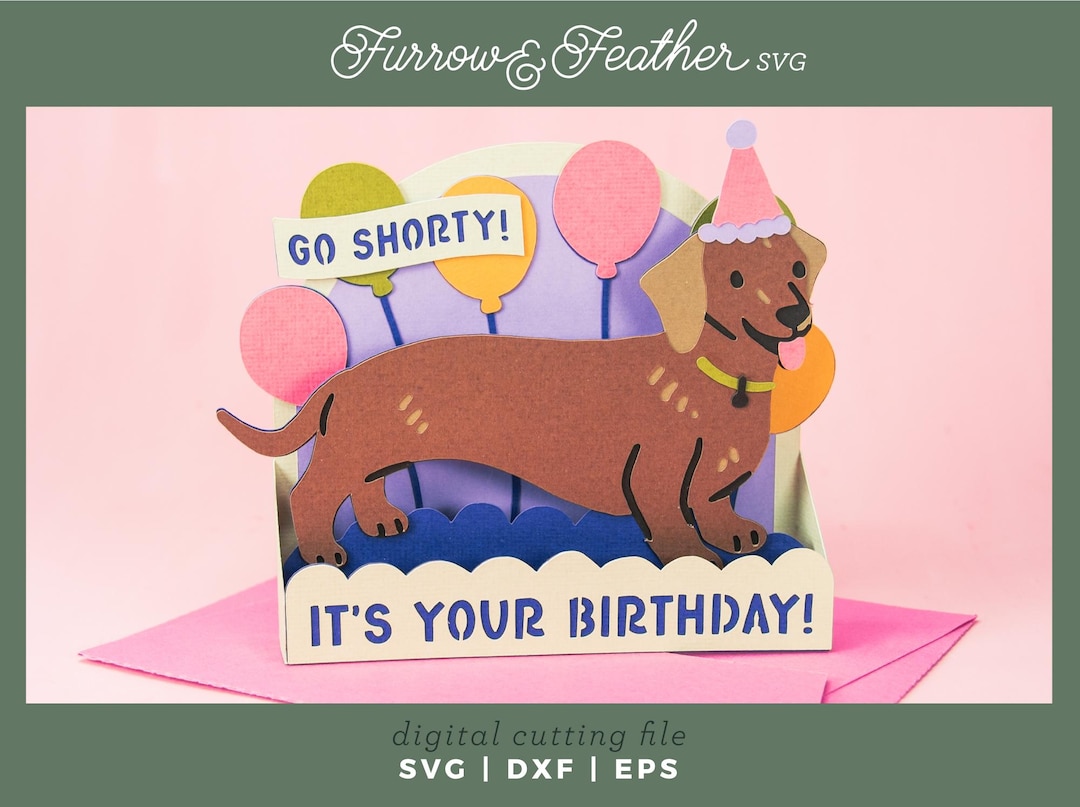Dachshund Birthday Card SVG: 3D Papercut Dog Card (digital Download) - Etsy