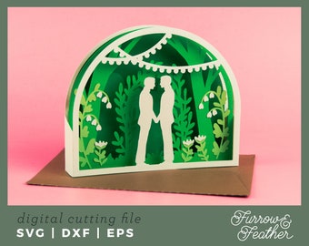 Gay Wedding Pop Up Card SVG: 3D Papercut Card (Digital Download)