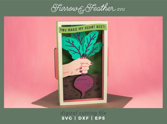 Heart Beet Valentine Card SVG: 3D Papercut Gardening Card (Digital Download)