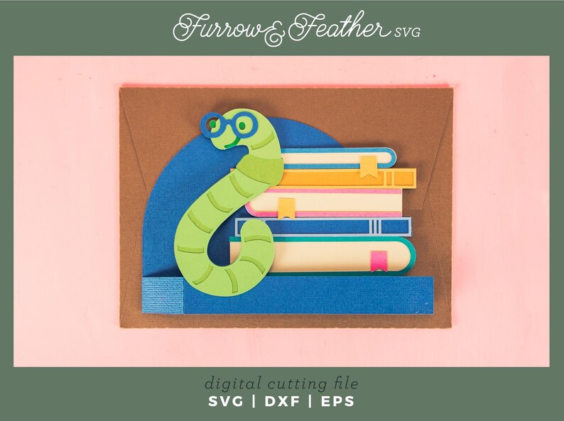 Graduation Bookworm 3D Bookworm Graduation Card SVG: Papercut DIY Cut File (digital ...