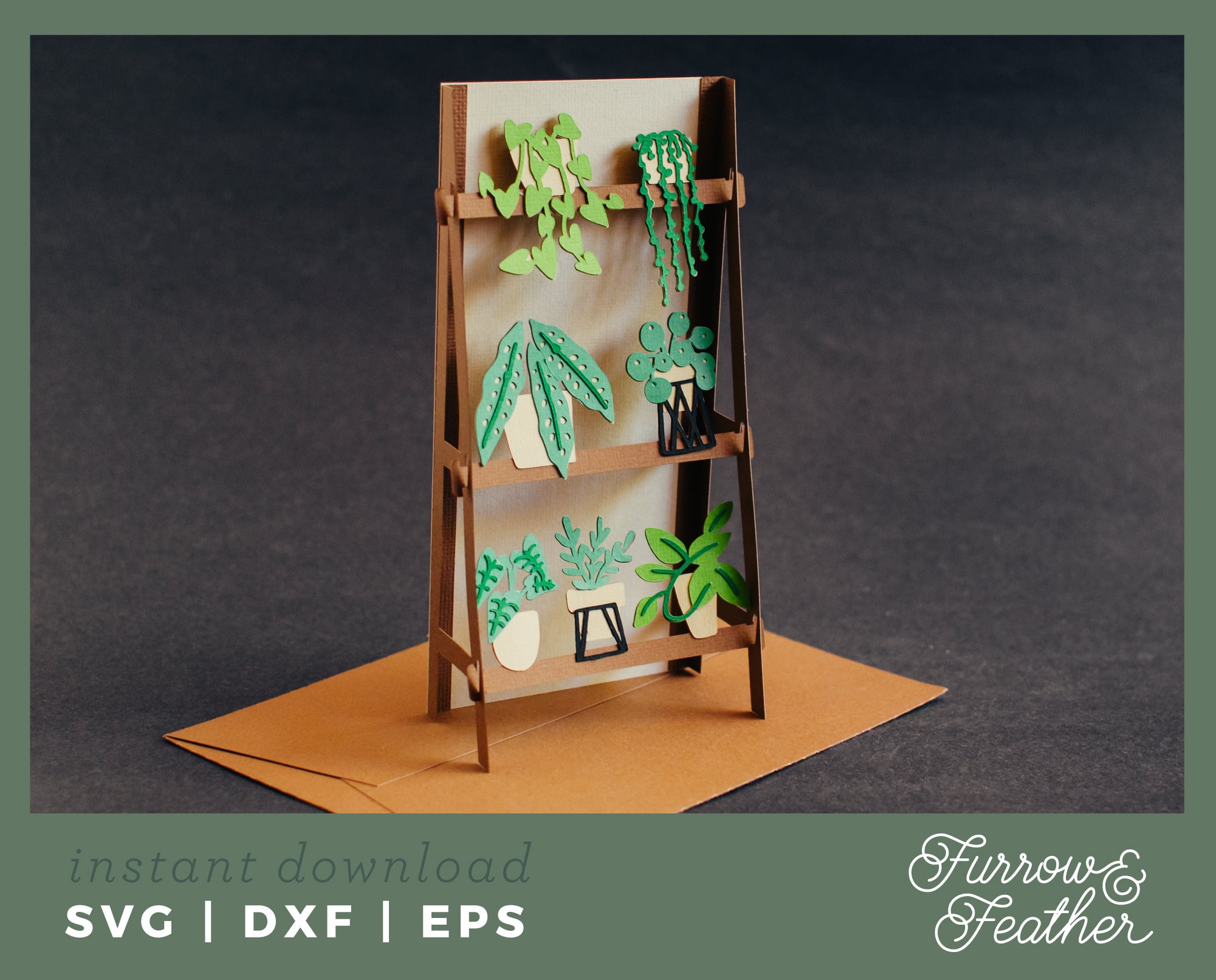Plant Stand Pop up Box Card Template 3D Papercut SVG Card Etsy Australia
