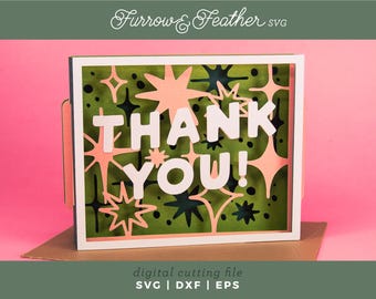 DANKE! Stern-Karte SVG: Geschichtete Karte Papierschnittdatei (Digital Download)