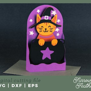 Pot van Halloween in de Sjabloon van de Kaart | 3D Papercut SVG-kaart gesneden bestand | Cricut silhouet DIY