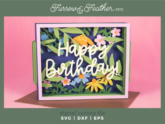3D Floral Birthday Card SVG: Layered Papercut File (Digital Download)