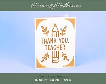 Teacher Appreciation Card SVG: insteekkaart voor Cricut Joy (digitale download)