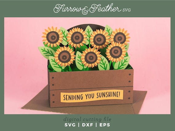 3D Sunflower Garden Card SVG: Papercut Birthday Card (Digital Download