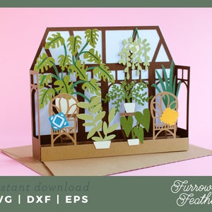 Plantilla de tarjeta desplegable para solárium de verano / Archivo de corte de tarjeta de cumpleaños SVG de corte de papel 3D / Cricut Silhouette DIY