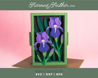 3D Iris Pop Up Card SVG: DIY Sympathy Card (Digital Download)